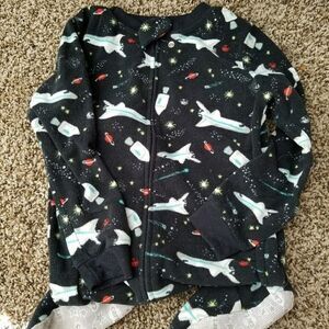 Carter's Unisex 5T Footed Pajamas Black Rocket Ship Print Full Zip Sleeper